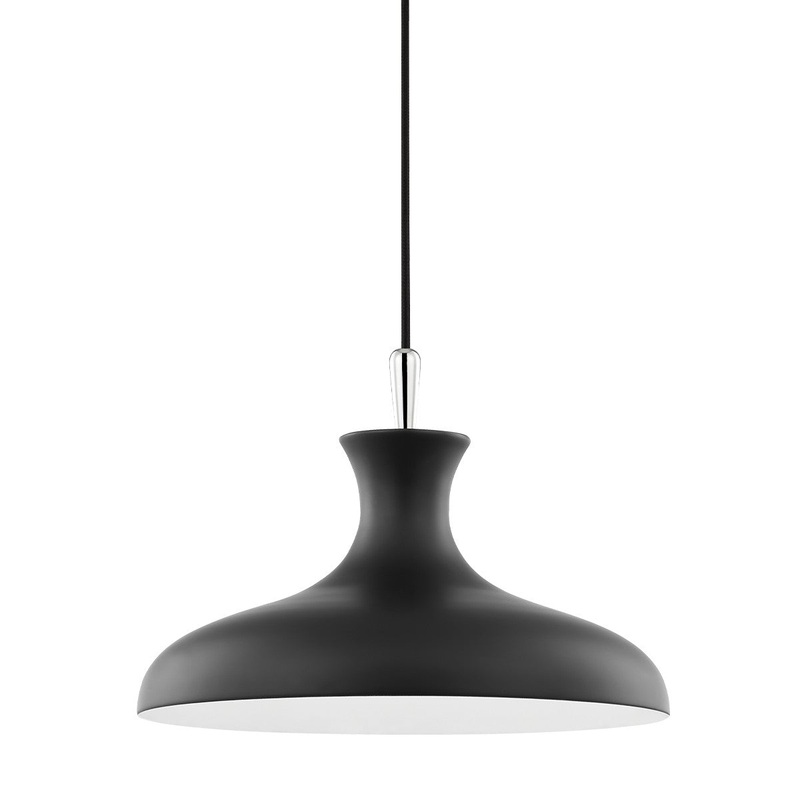 Mitzi H421701S-PN/BK Cassidy One Light Pendant, Polished Nickel/Black
