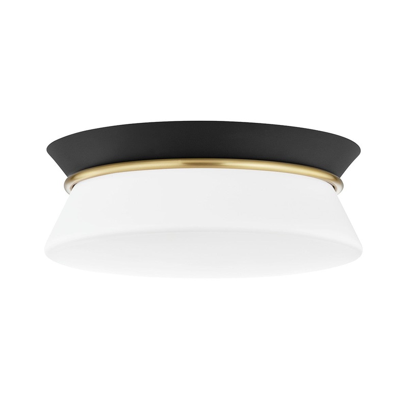 Mitzi H425502-AGB/BK Cath Two Light Flush Mount, Aged Brass/Black