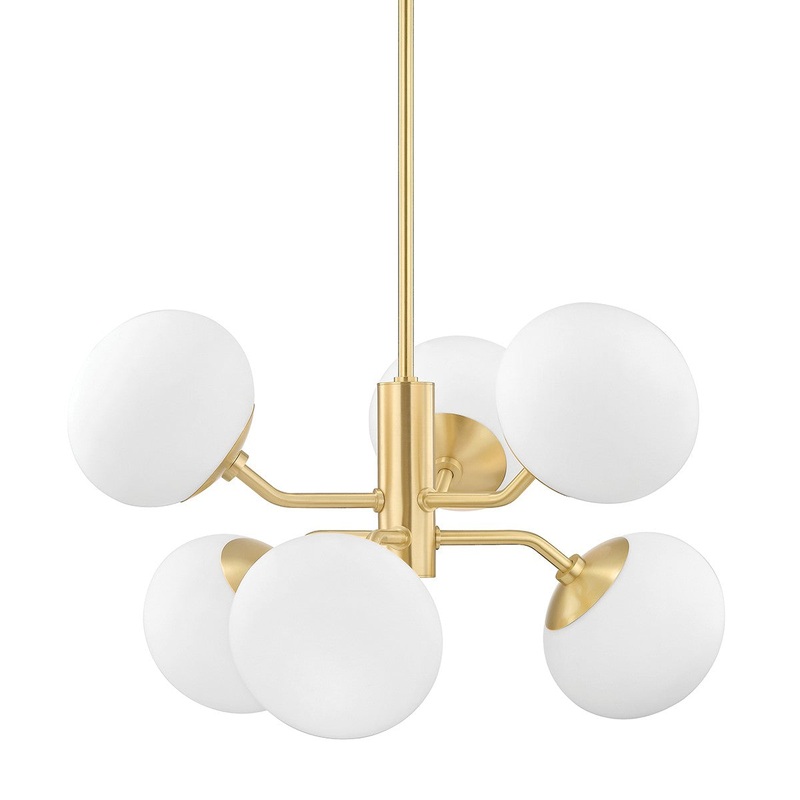Mitzi H134806-AGB Estee Six Light Chandelier, Aged Brass