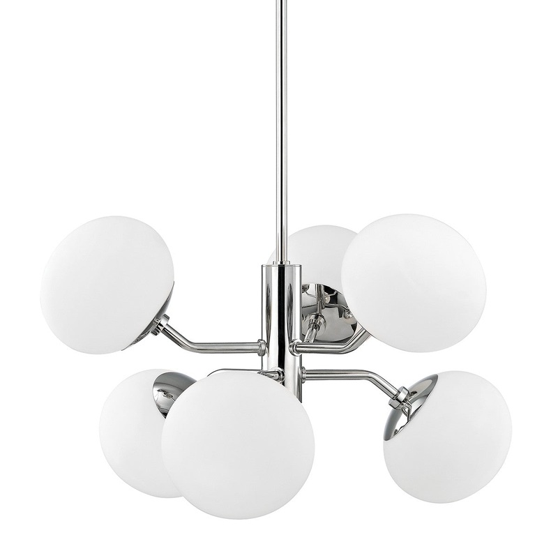 Mitzi H134806-PN Estee Six Light Chandelier, Polished Nickel