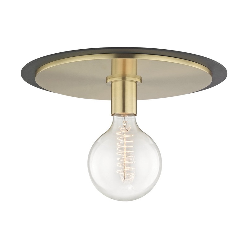 Mitzi H137501L-AGB/BK Milo One Light Flush Mount, Aged Brass/Black