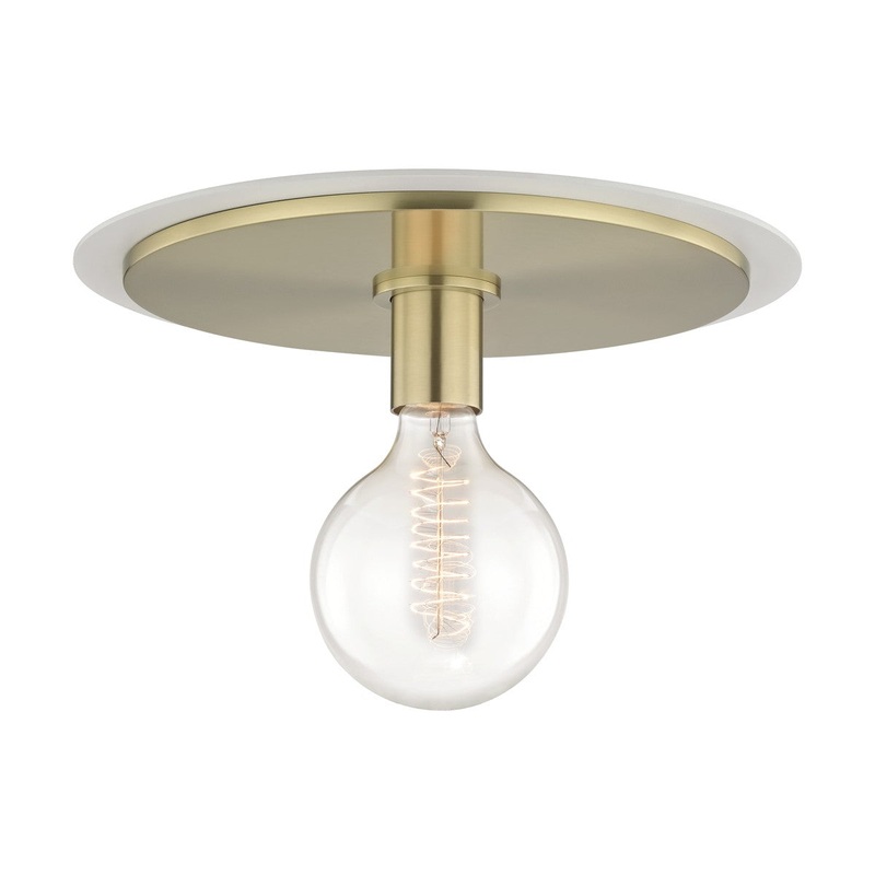 Mitzi H137501L-AGB/WH Milo One Light Flush Mount, Aged Brass/Soft Off White