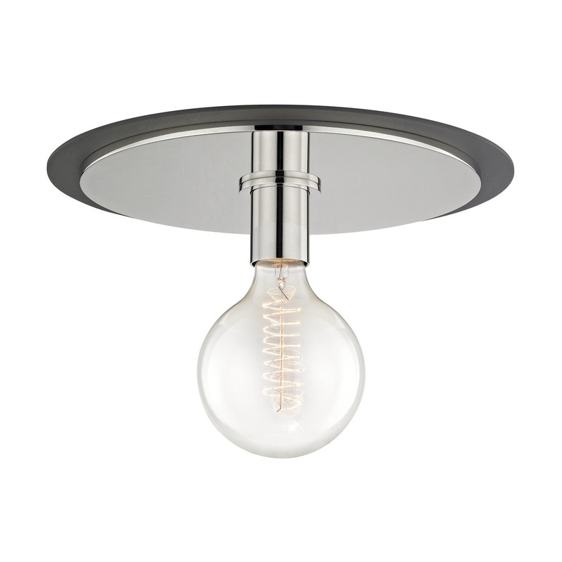 Mitzi H137501L-PN/BK Milo One Light Flush Mount, Polished Nickel/Black