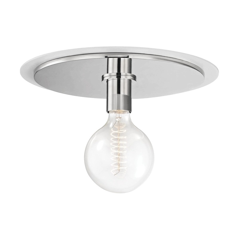 Mitzi H137501L-PN/WH Milo One Light Flush Mount, Polished Nickel/White