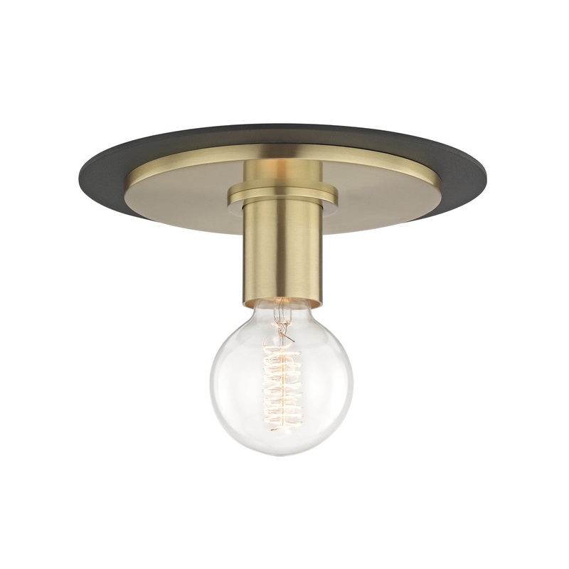 Mitzi H137501S-AGB/BK Milo One Light Flush Mount, Aged Brass/Black