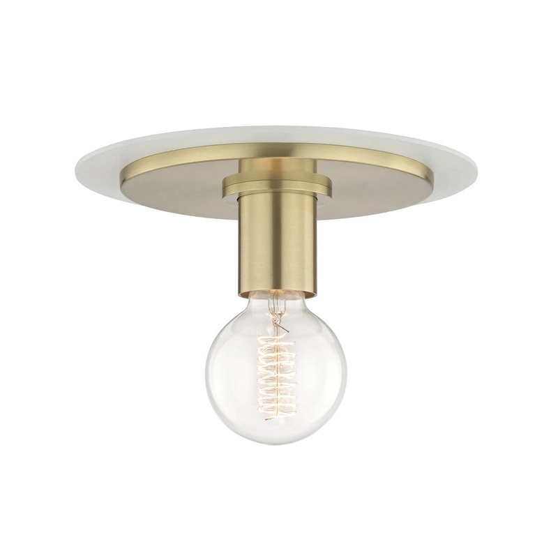 Mitzi H137501S-AGB/WH Milo One Light Flush Mount, Aged Brass/Soft Off White