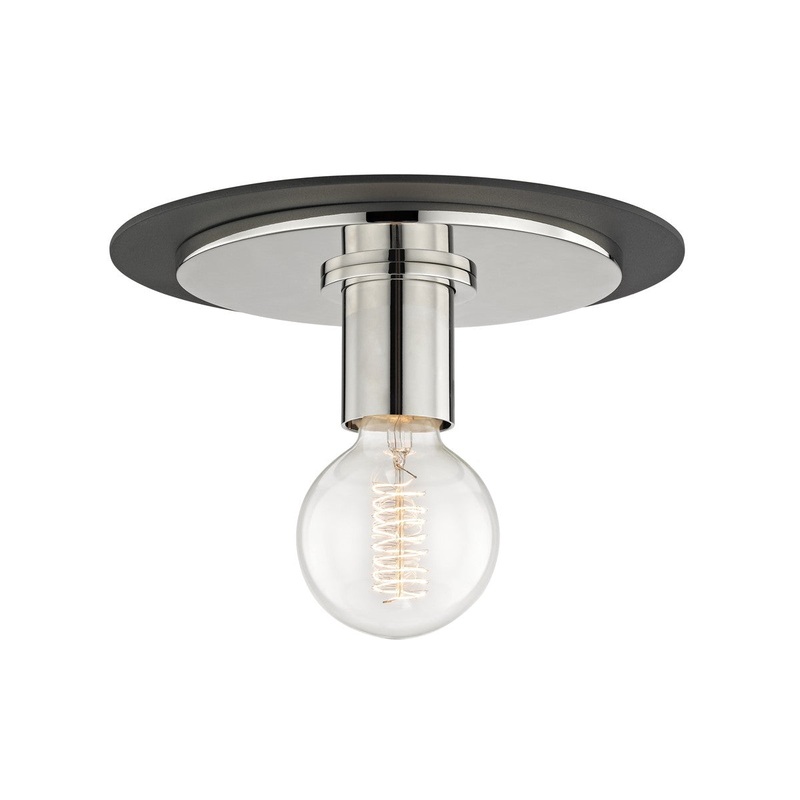 Mitzi H137501S-PN/BK Milo One Light Flush Mount, Polished Nickel/Black