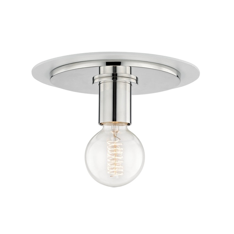 Mitzi H137501S-PN/WH Milo One Light Flush Mount, Polished Nickel/White