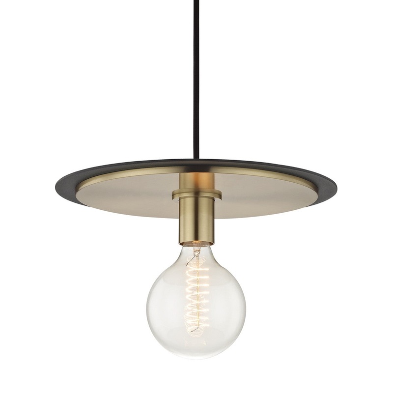 Mitzi H137701L-AGB/BK Milo One Light Pendant, Aged Brass/Black