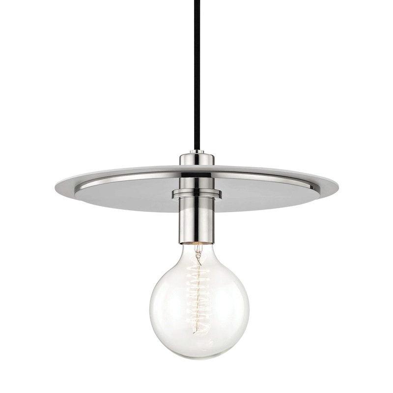 Mitzi H137701L-PN/WH Milo One Light Pendant, Polished Nickel/White
