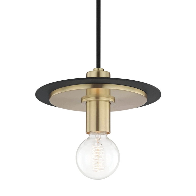 Mitzi H137701S-AGB/BK Milo One Light Pendant, Aged Brass/Black