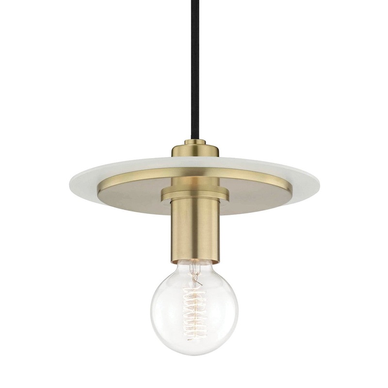 Mitzi H137701S-AGB/WH Milo One Light Pendant, Aged Brass/Soft Off White