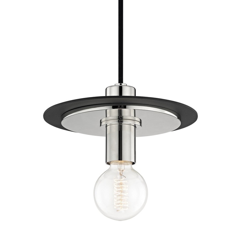 Mitzi H137701S-PN/BK Milo One Light Pendant, Polished Nickel/Black