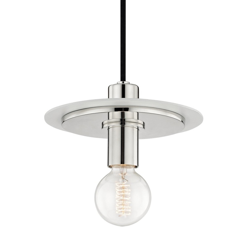 Mitzi H137701S-PN/WH Milo One Light Pendant, Polished Nickel/White