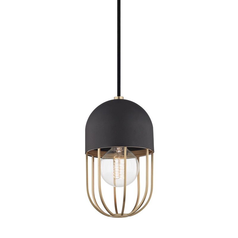 Mitzi H145701-AGB/BK Haley One Light Pendant, Aged Brass/Black