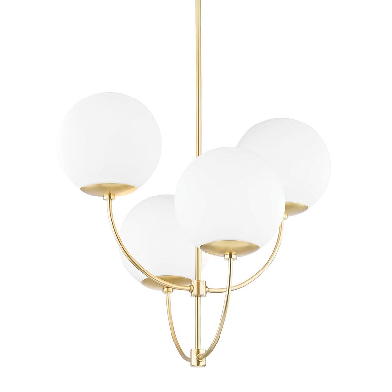 Mitzi H160804-AGB Carrie Four Light Chandelier, Aged Brass