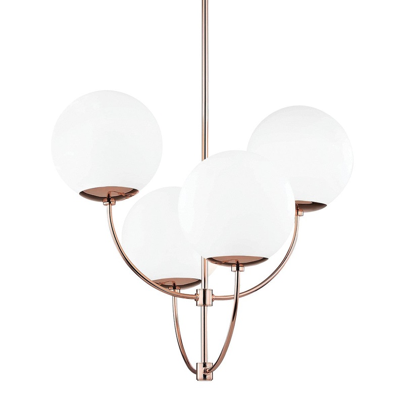 Mitzi H160804-POC Carrie Four Light Chandelier, Polished Copper