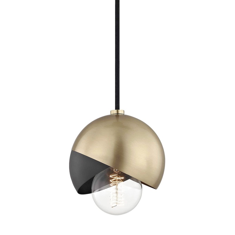 Mitzi H168701-AGB/BK Emma One Light Pendant, Aged Brass/Black