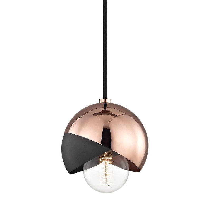 Mitzi H168701-POC/BK Emma One Light Pendant, Polished Copper/Black