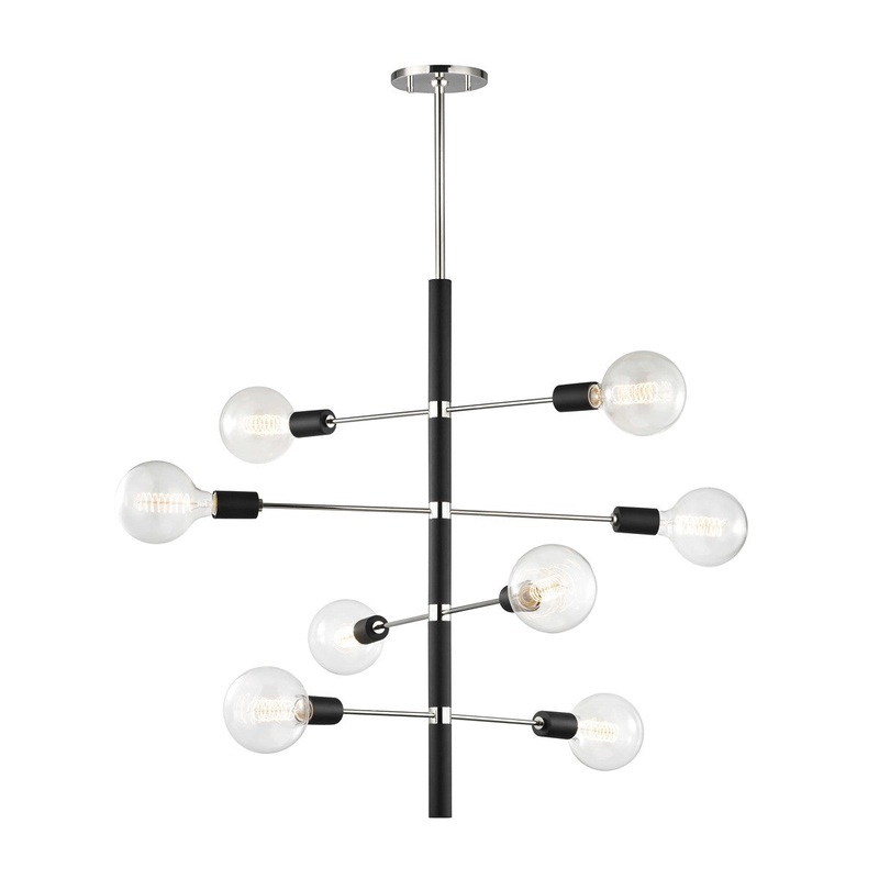 Mitzi H178808-PN/BK Astrid Eight Light Chandelier, Polished Nickel/Black