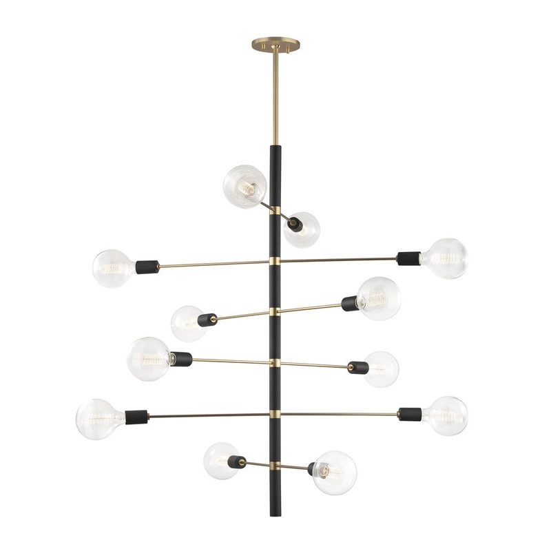 Mitzi H178812-AGB/BK Astrid 12 Light Chandelier, Aged Brass/Black
