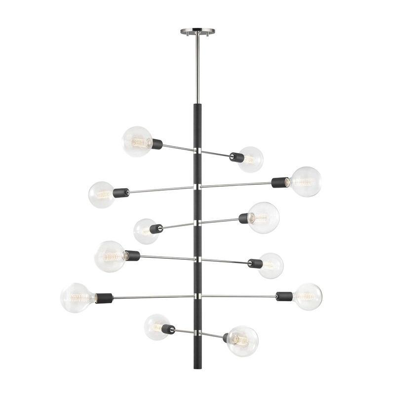 Mitzi H178812-PN/BK Astrid 12 Light Chandelier, Polished Nickel/Black