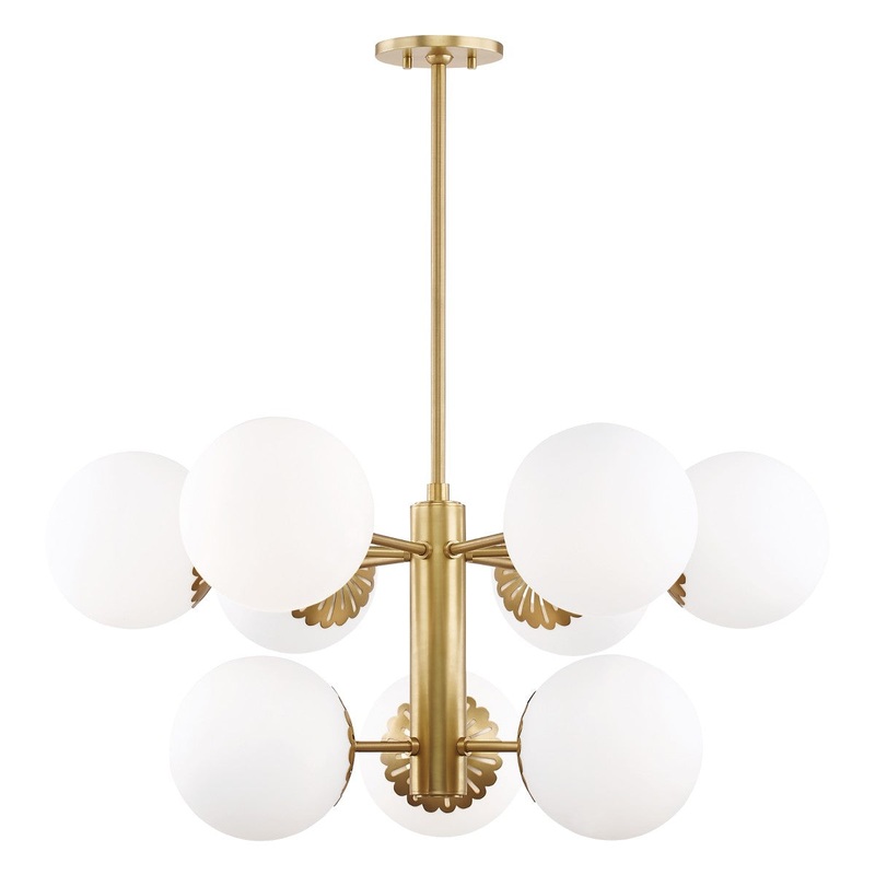 Mitzi H193809-AGB Paige Nine Light Chandelier, Aged Brass