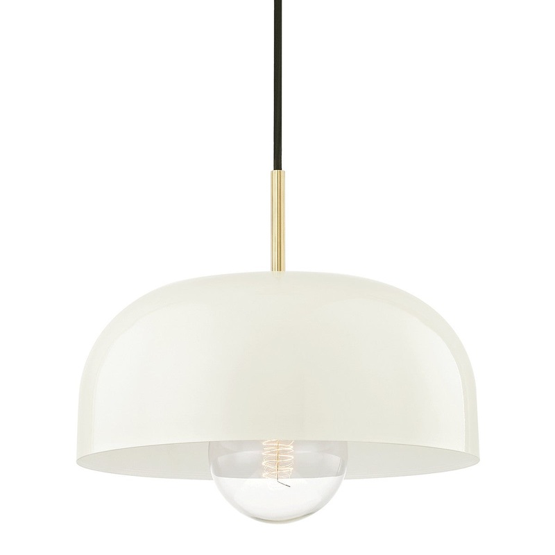 Mitzi H199701L-AGB/CR Avery One Light Pendant, Aged Brass/Cream