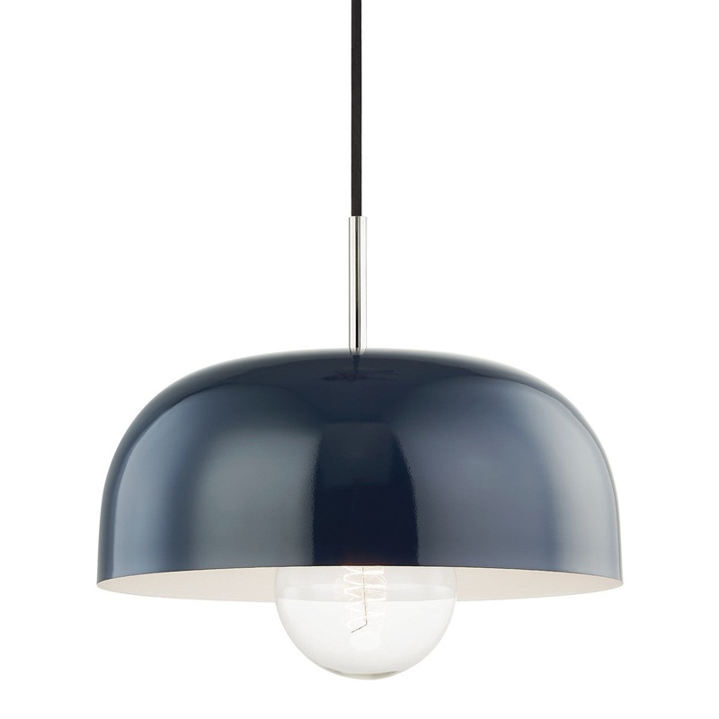 Mitzi H199701L-PN/NVY Avery One Light Pendant, Polished Nickel/Navy
