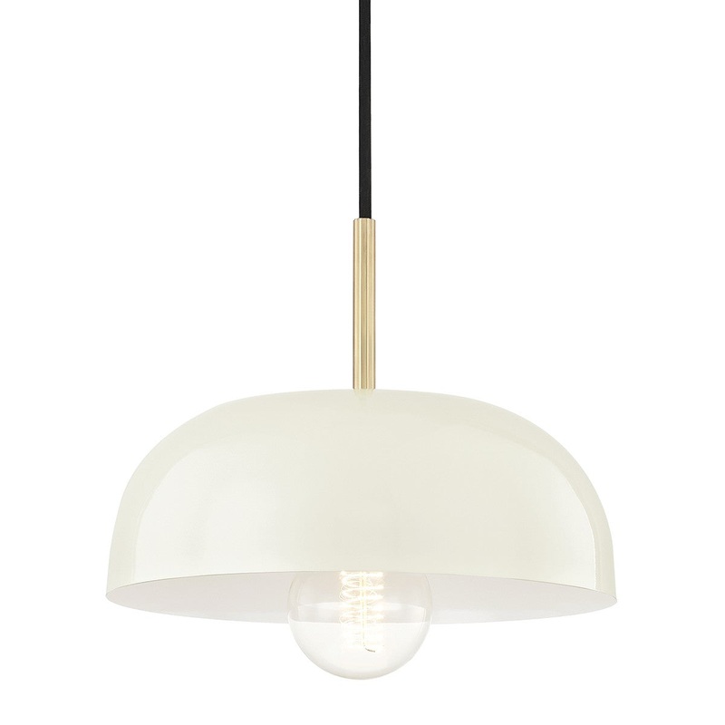Mitzi H199701S-AGB/CR Avery One Light Pendant, Aged Brass/Cream