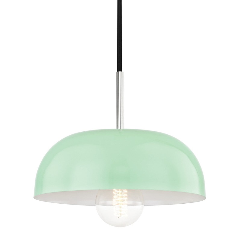 Mitzi H199701S-PN/MNT Avery One Light Pendant, Polished Nickel/Mint