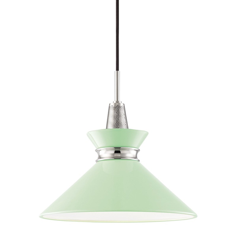 Mitzi H251701S-PN/MNT Kiki One Light Pendant, Polished Nickel/Mint