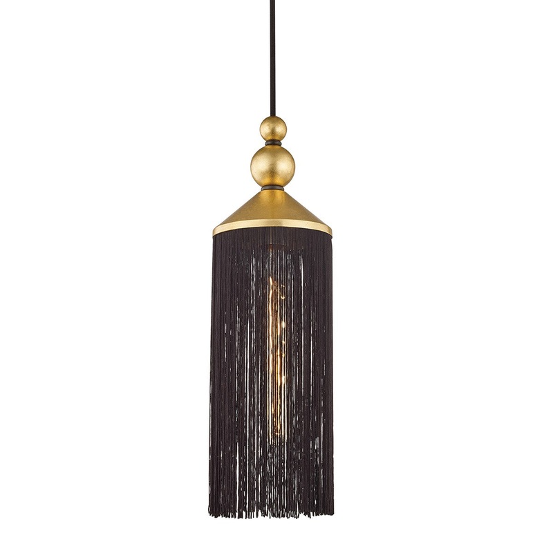 Mitzi H300701-GL/BK Scarlett One Light Pendant, Gold Leaf/Black