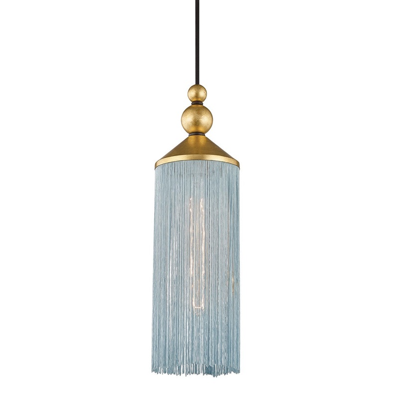 Mitzi H300701-GL/BL Scarlett One Light Pendant, Gold Leaf/Blue