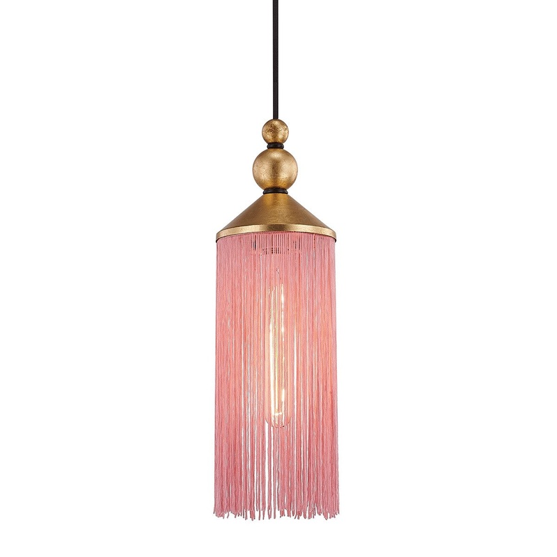 Mitzi H300701-GL/PK Scarlett One Light Pendant, Gold Leaf/Pink