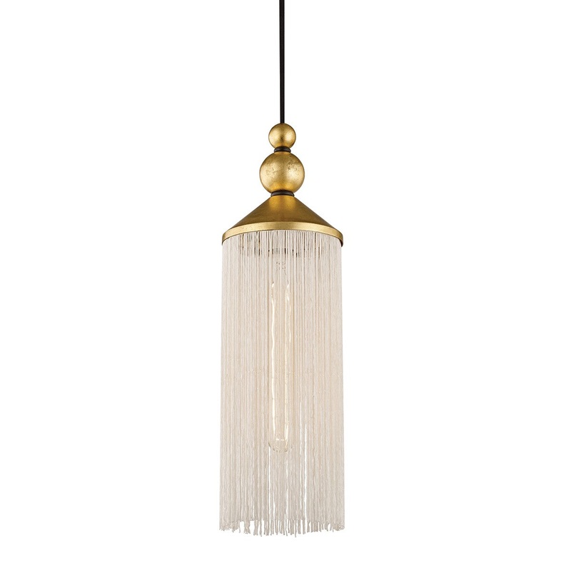 Mitzi H300701-GL/WH Scarlett One Light Pendant, Gold Leaf/White