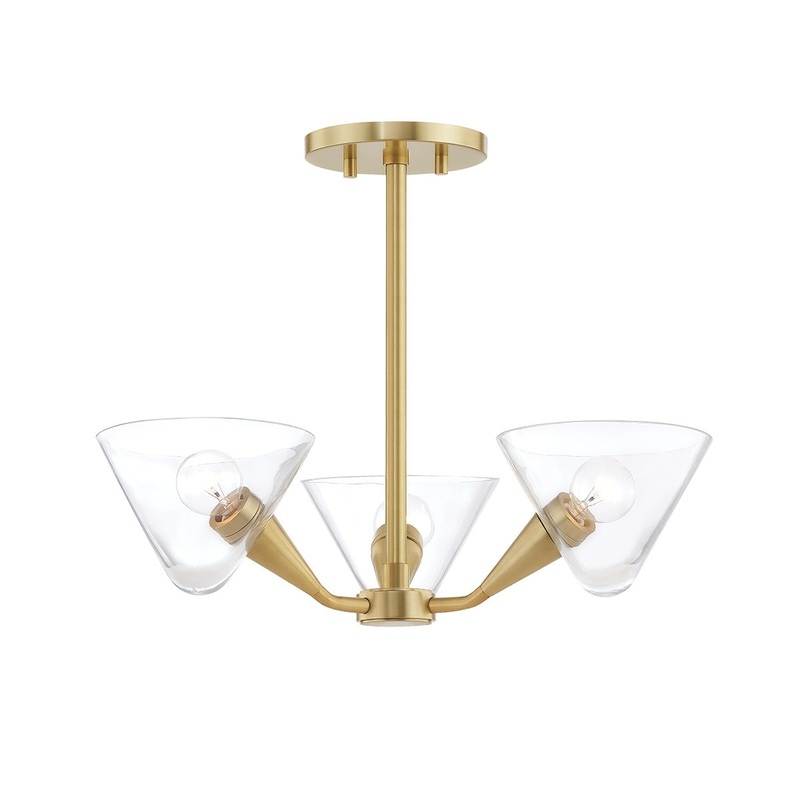 Mitzi H327603-AGB Isabella Three Light Semi Flush Mount, Aged Brass