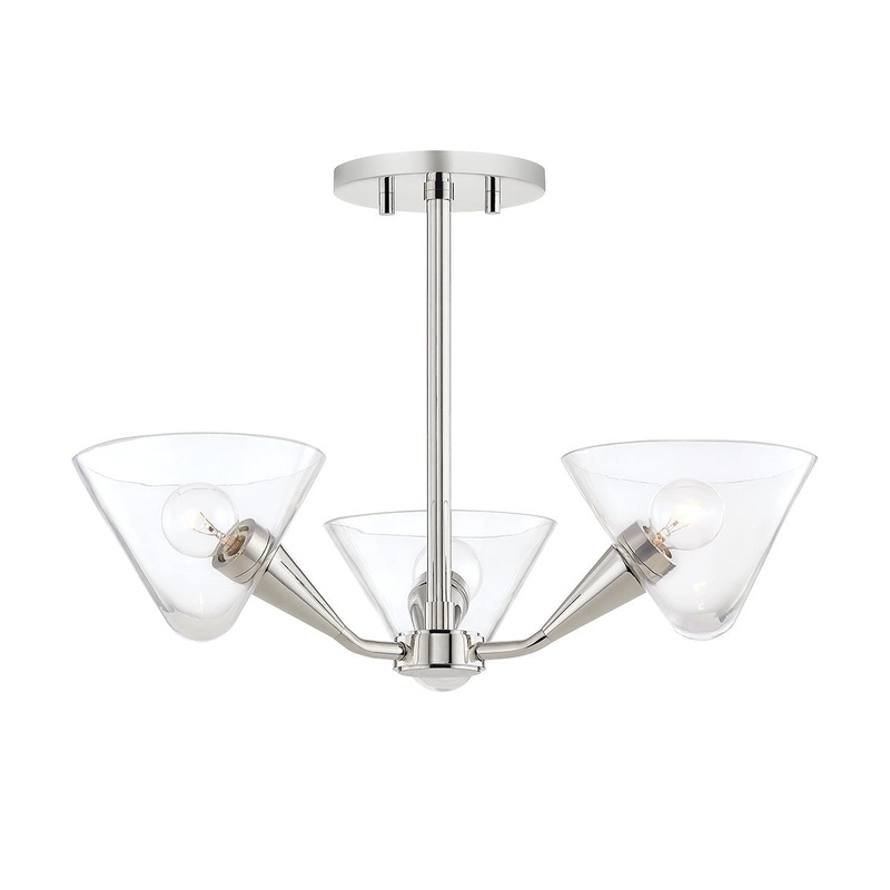 Mitzi H327603-PN Isabella Three Light Semi Flush Mount, Polished Nickel