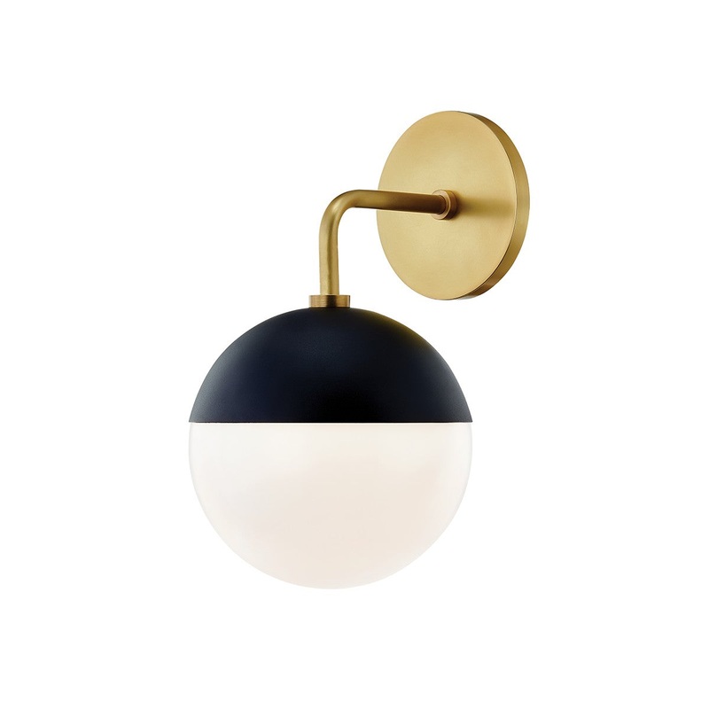 Mitzi H344101-AGB/BK Renee One Light Wall Sconce, Aged Brass/Black