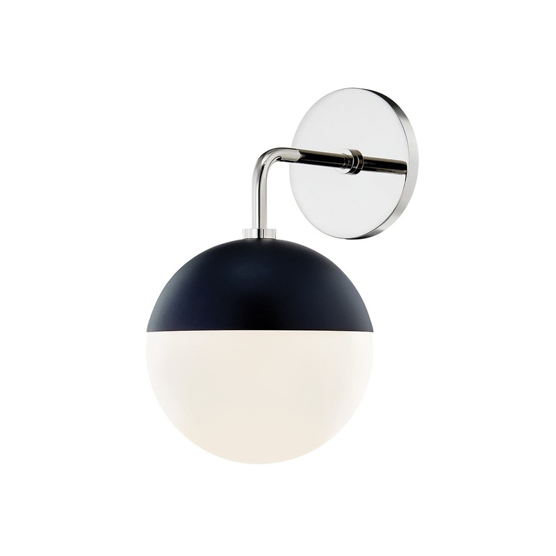 Mitzi H344101-PN/BK Renee One Light Wall Sconce, Polished Nickel/Black