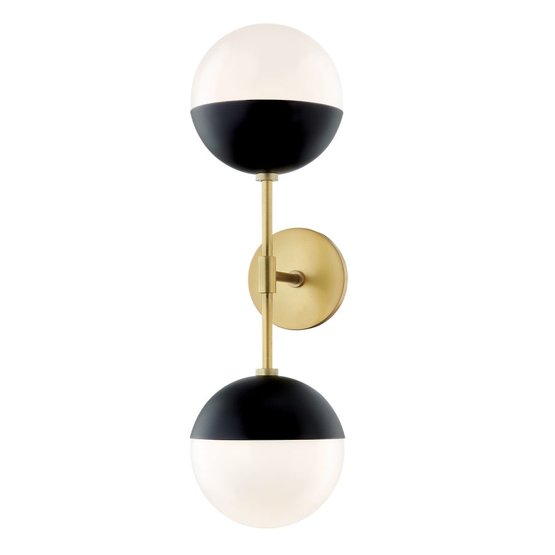 Mitzi H344102A-AGB/BK Renee Two Light Wall Sconce, Aged Brass/Black
