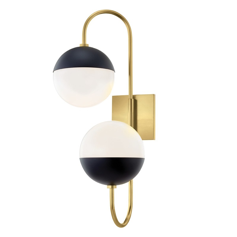 Mitzi H344102B-AGB/BK Renee Two Light Wall Sconce, Aged Brass/Black