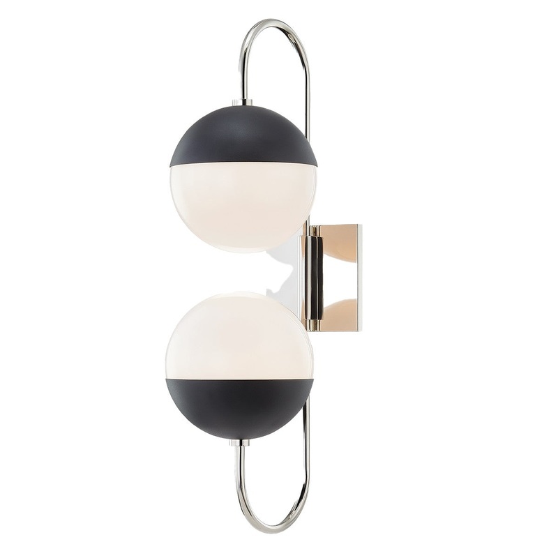 Mitzi H344102B-PN/BK Renee Two Light Wall Sconce, Polished Nickel/Black