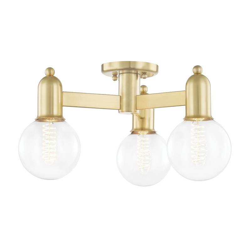 Mitzi H419603-AGB Bryce Three Light Semi Flush Mount, Aged Brass