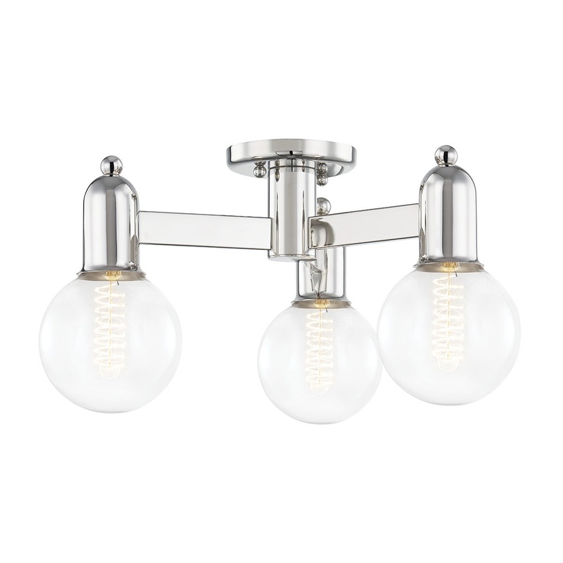 Mitzi H419603-PN Bryce Three Light Semi Flush Mount, Polished Nickel