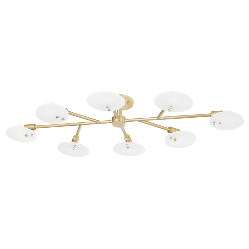 Mitzi H428608-AGB Giselle Eight Light Semi Flush Mount, Aged Brass