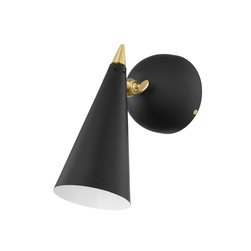 Mitzi H441101-AGB/BK Moxie One Light Wall Sconce, Aged Brass/Black