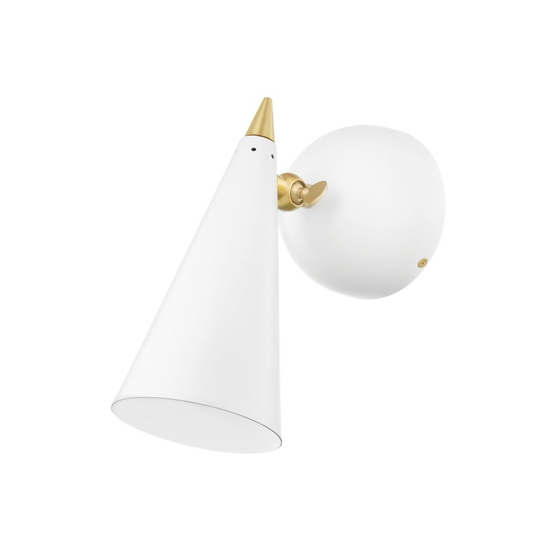 Mitzi H441101-AGB/WH Moxie One Light Wall Sconce, Aged Brass/Soft Off White