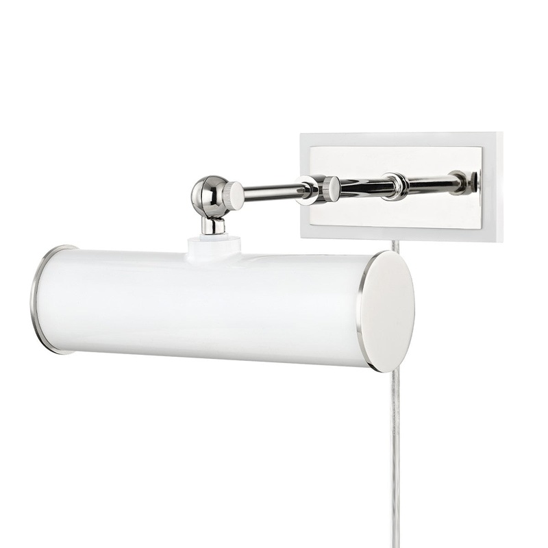 Mitzi HL263201-PN/WH Holly One Light Picture Light With Plug, Polished Nickel/White