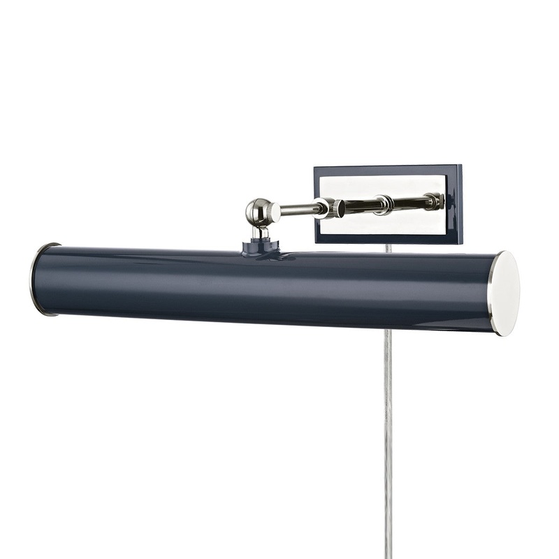 Mitzi HL263202-PN/NVY Holly Two Light Picture Light With Plug, Polished Nickel/Navy